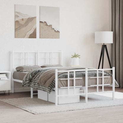 Estrutura de cama com cabeceira e pés 120x190 cm metal branco