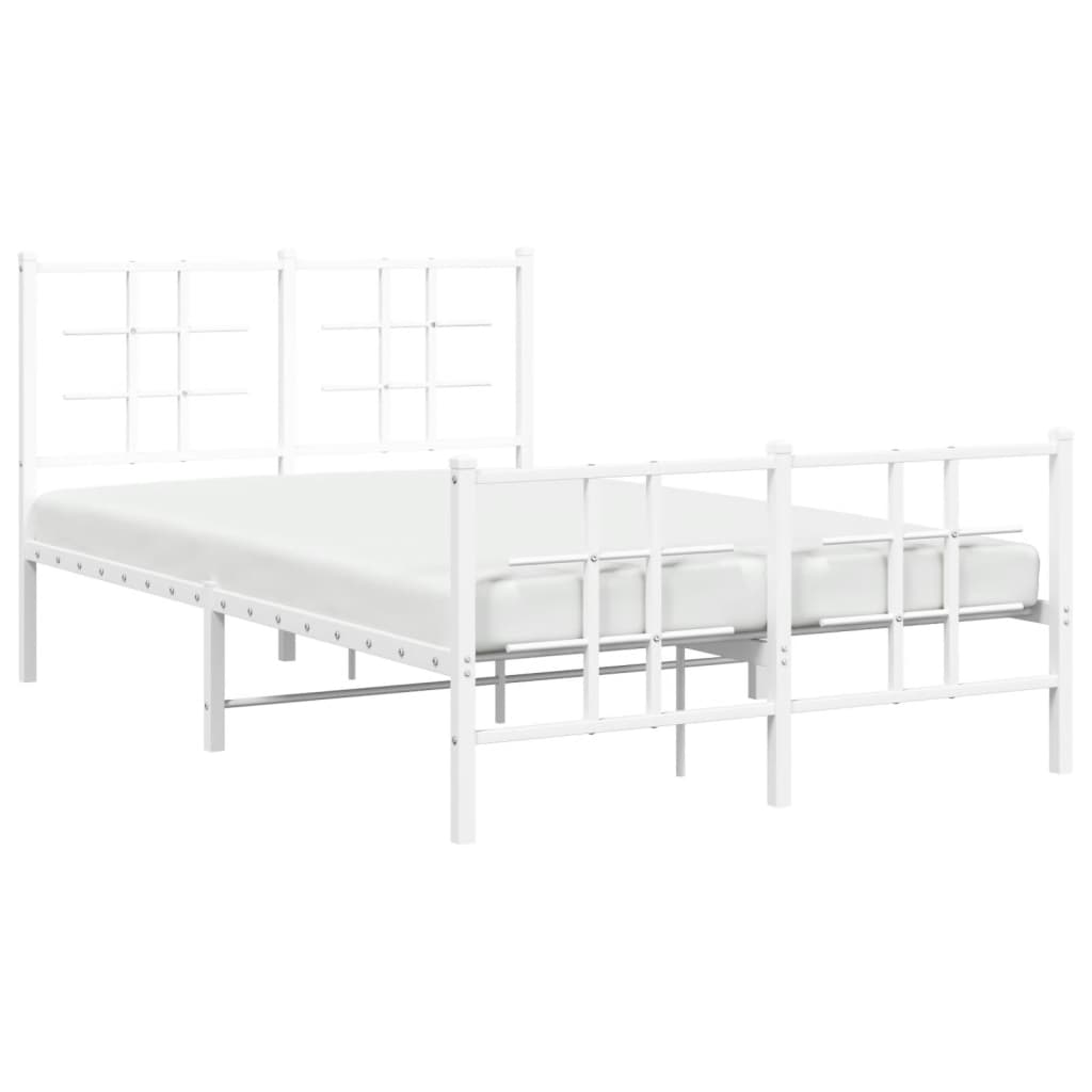 Estrutura de cama com cabeceira e pés 120x190 cm metal branco