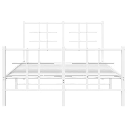 Estrutura de cama com cabeceira e pés 120x190 cm metal branco