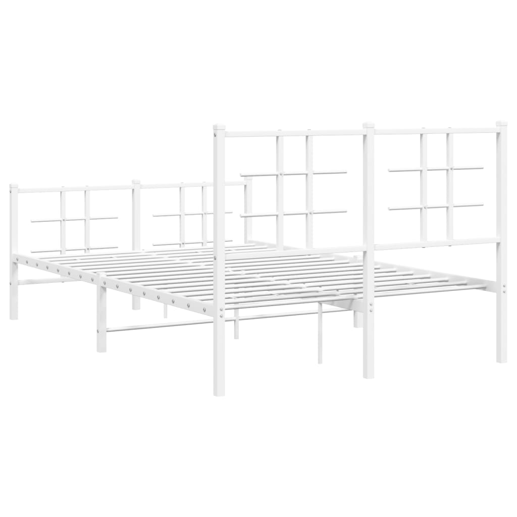 Estrutura de cama com cabeceira e pés 120x190 cm metal branco