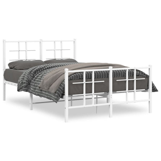 Estrutura de cama com cabeceira e pés 120x190 cm metal branco