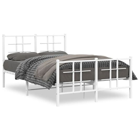 Estrutura de cama com cabeceira e pés 120x200 cm metal branco