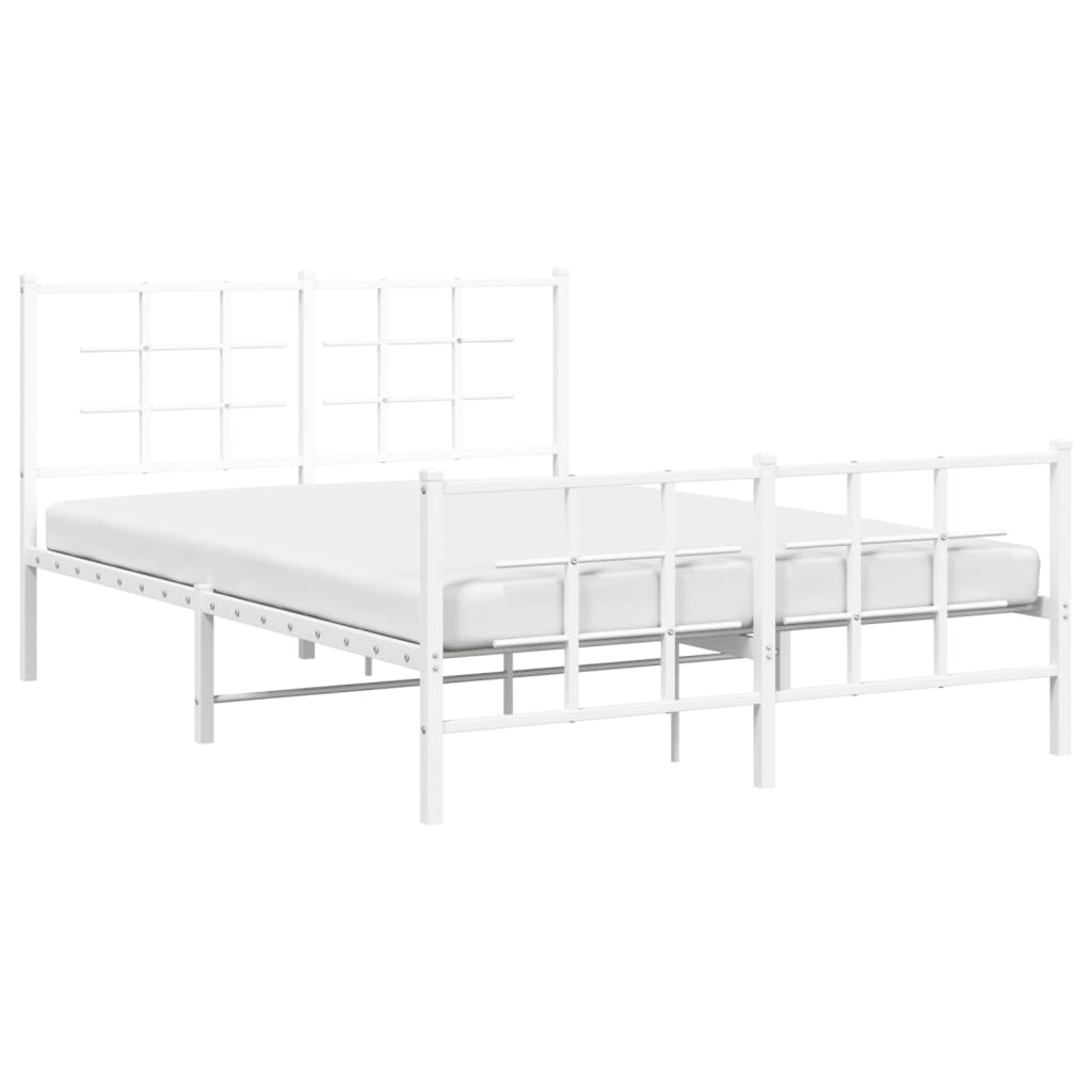 Estrutura de cama com cabeceira e pés 135x190 cm metal branco