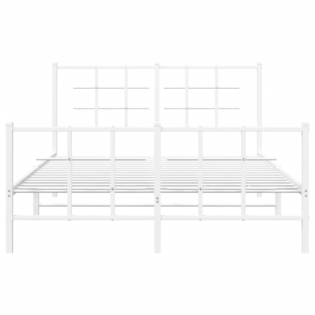 Estrutura de cama com cabeceira e pés 135x190 cm metal branco