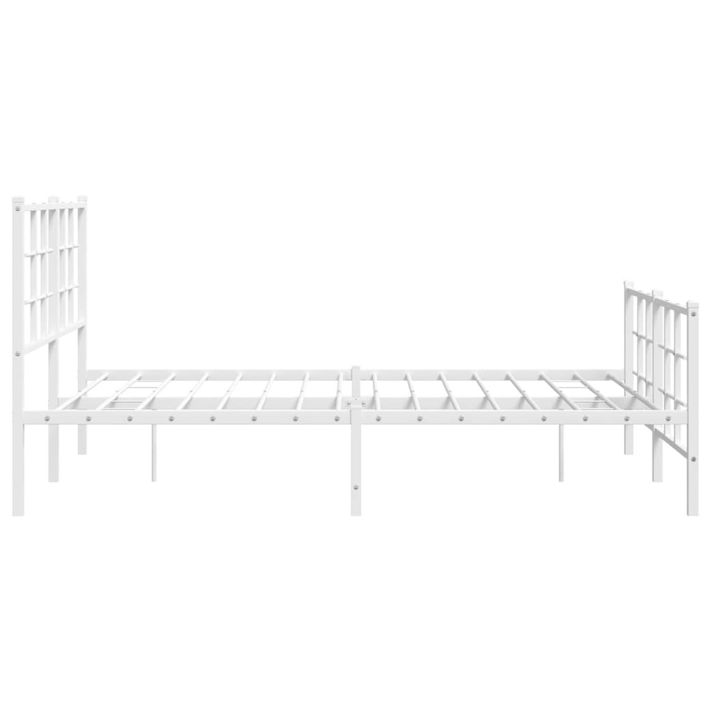 Estrutura de cama com cabeceira e pés 135x190 cm metal branco