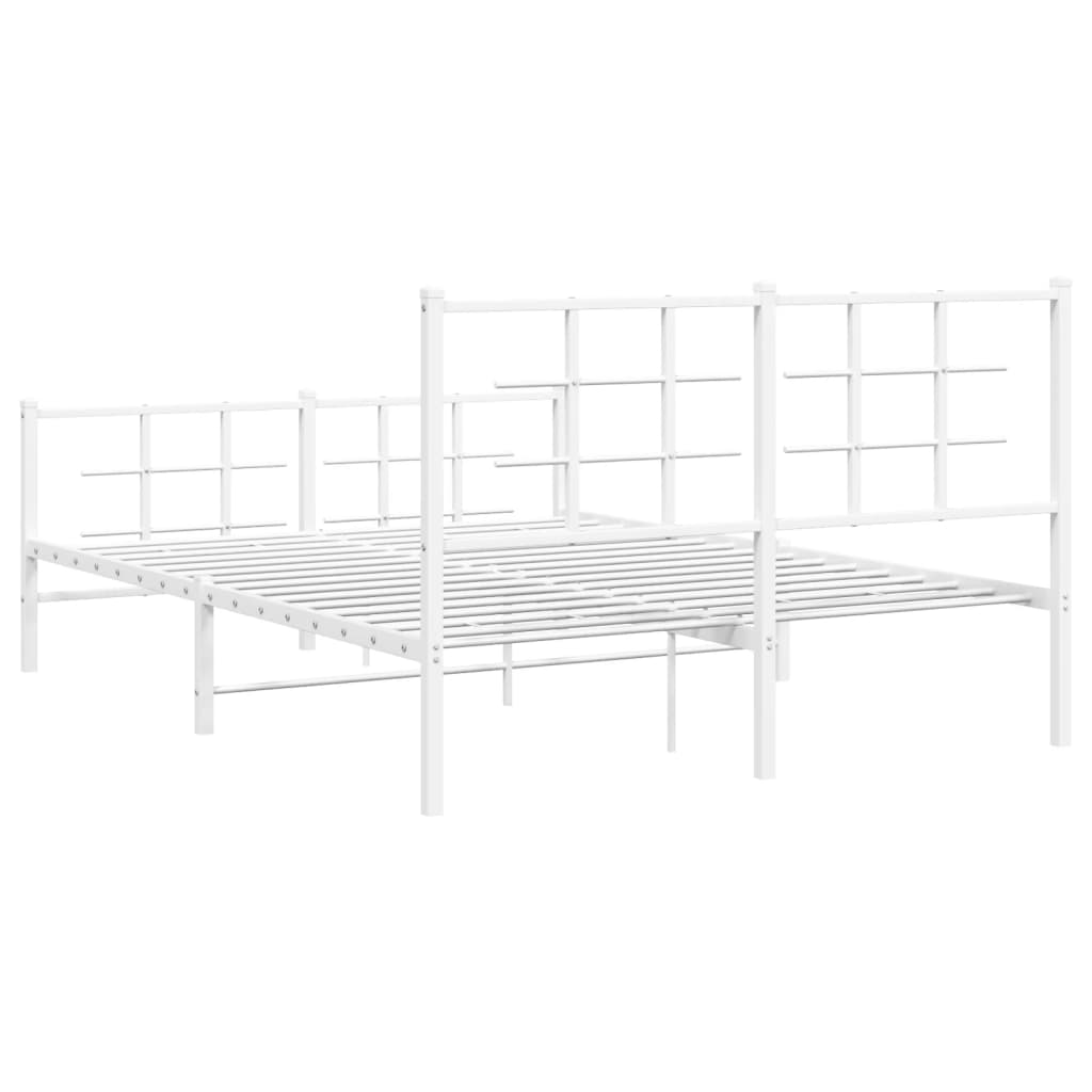 Estrutura de cama com cabeceira e pés 135x190 cm metal branco