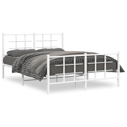 Estrutura de cama com cabeceira e pés 135x190 cm metal branco