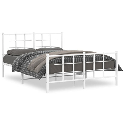 Estrutura de cama com cabeceira e pés 140x190 cm metal branco