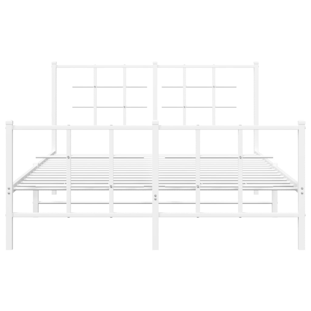 Estrutura de cama com cabeceira e pés 140x190 cm metal branco