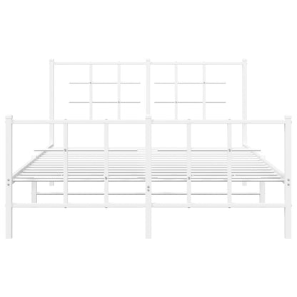 Estrutura de cama com cabeceira e pés 140x190 cm metal branco