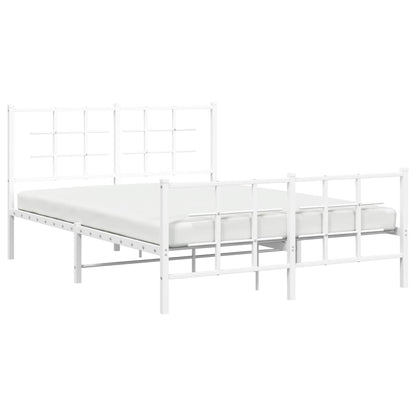 Estrutura de cama com cabeceira e pés 140x200 cm metal branco