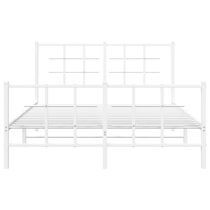 Estrutura de cama com cabeceira e pés 140x200 cm metal branco