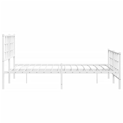 Estrutura de cama com cabeceira e pés 140x200 cm metal branco