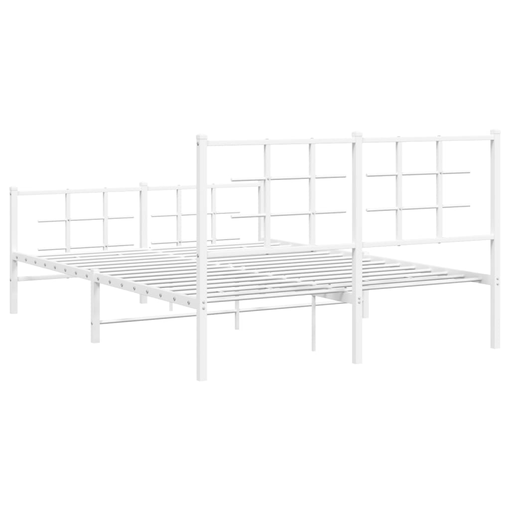 Estrutura de cama com cabeceira e pés 140x200 cm metal branco