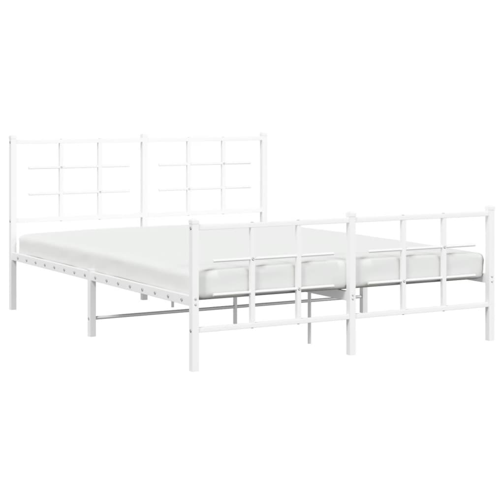 Estrutura de cama com cabeceira e pés 150x200 cm metal branco