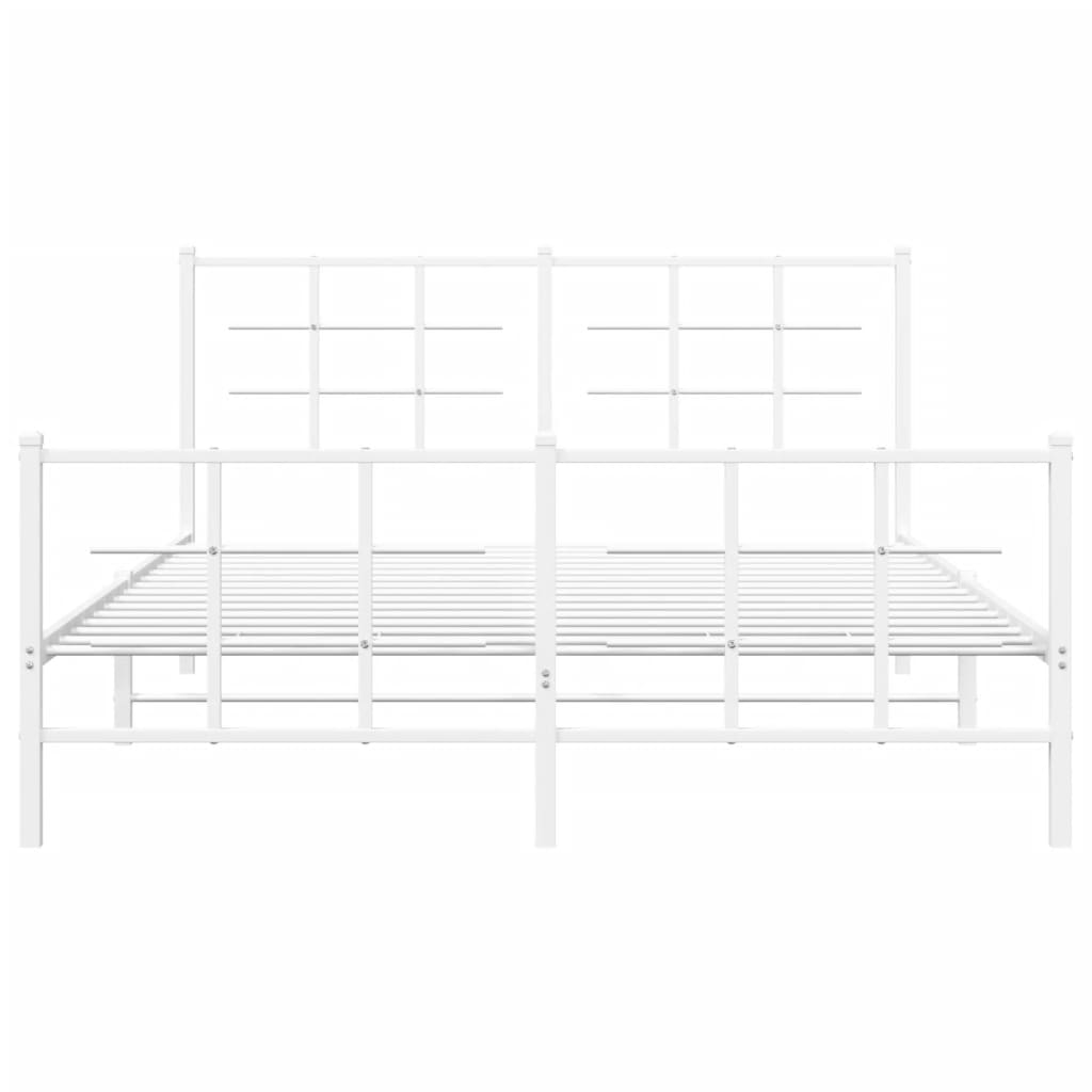 Estrutura de cama com cabeceira e pés 150x200 cm metal branco