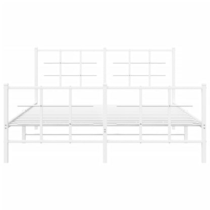 Estrutura de cama com cabeceira e pés 150x200 cm metal branco