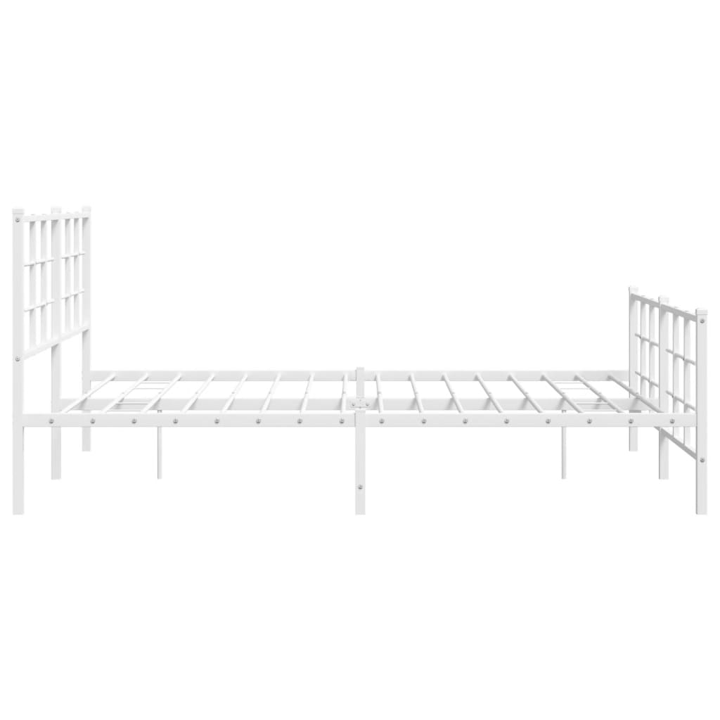 Estrutura de cama com cabeceira e pés 150x200 cm metal branco