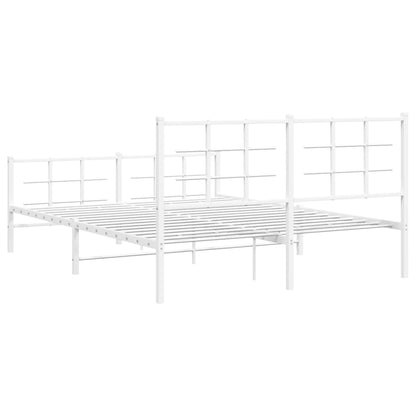 Estrutura de cama com cabeceira e pés 150x200 cm metal branco