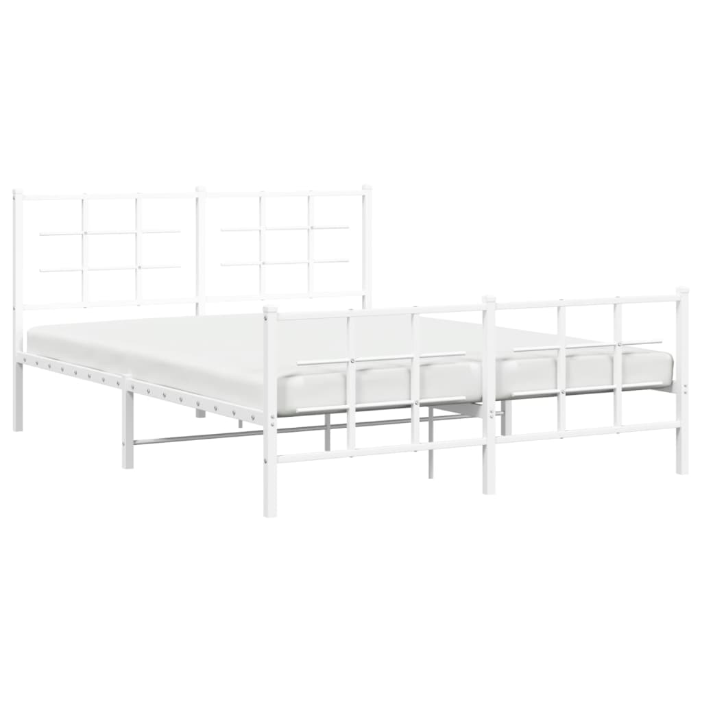 Estrutura de cama com cabeceira e pés 160x200 cm metal branco