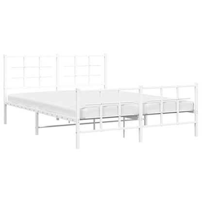 Estrutura de cama com cabeceira e pés 160x200 cm metal branco