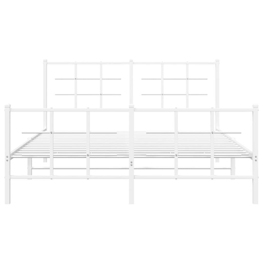 Estrutura de cama com cabeceira e pés 160x200 cm metal branco