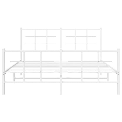 Estrutura de cama com cabeceira e pés 160x200 cm metal branco