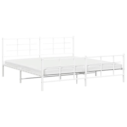 Estrutura de cama com cabeceira e pés 200x200 cm metal branco