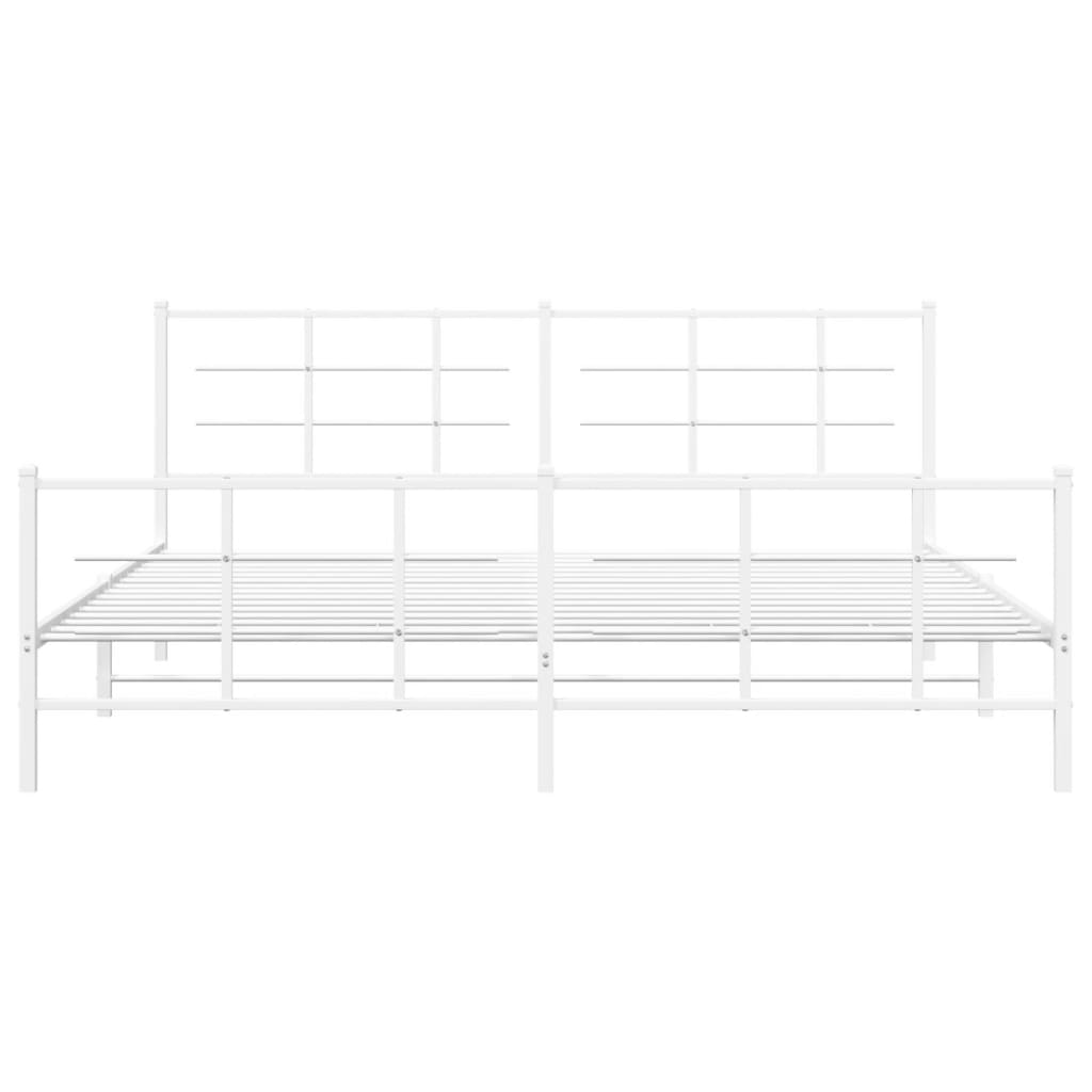 Estrutura de cama com cabeceira e pés 200x200 cm metal branco