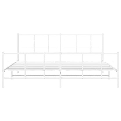 Estrutura de cama com cabeceira e pés 200x200 cm metal branco