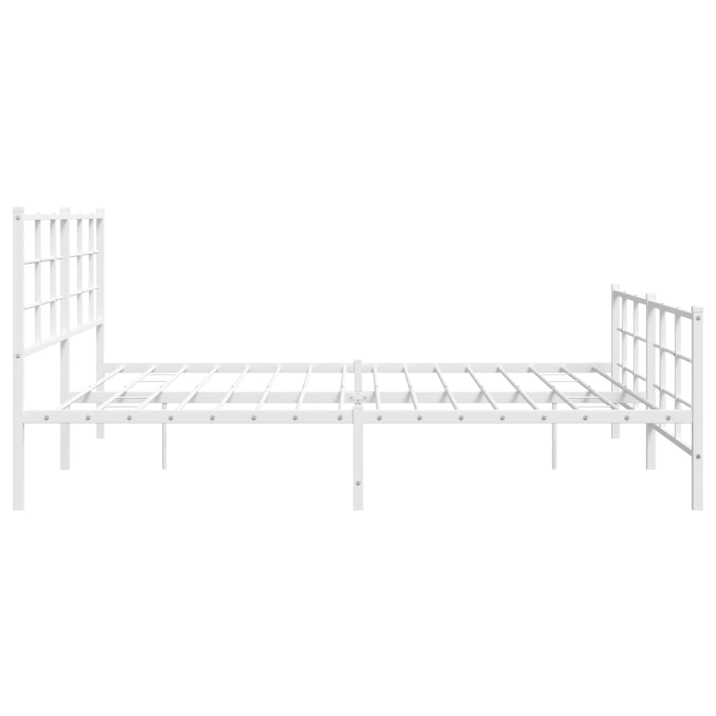 Estrutura de cama com cabeceira e pés 200x200 cm metal branco