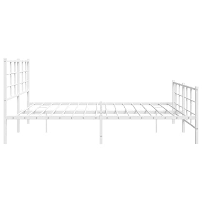 Estrutura de cama com cabeceira e pés 200x200 cm metal branco