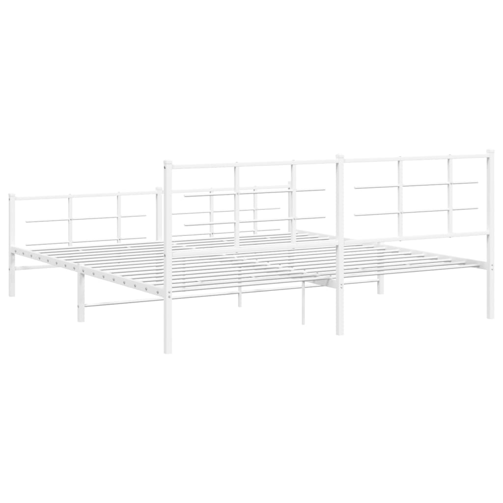 Estrutura de cama com cabeceira e pés 200x200 cm metal branco