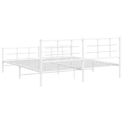 Estrutura de cama com cabeceira e pés 200x200 cm metal branco