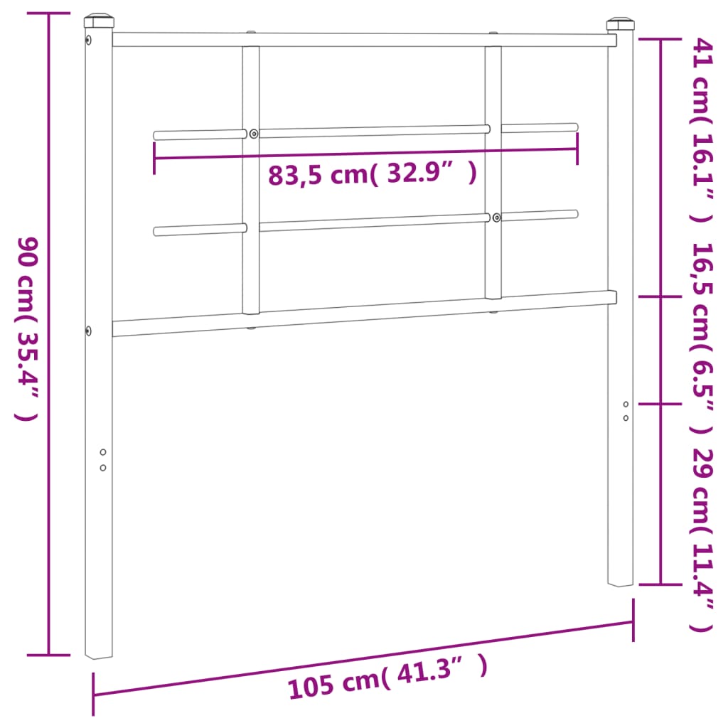 Cabeceira de cama 100 cm metal branco