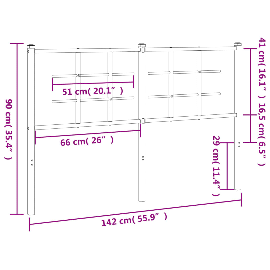 Cabeceira de cama 135 cm metal branco