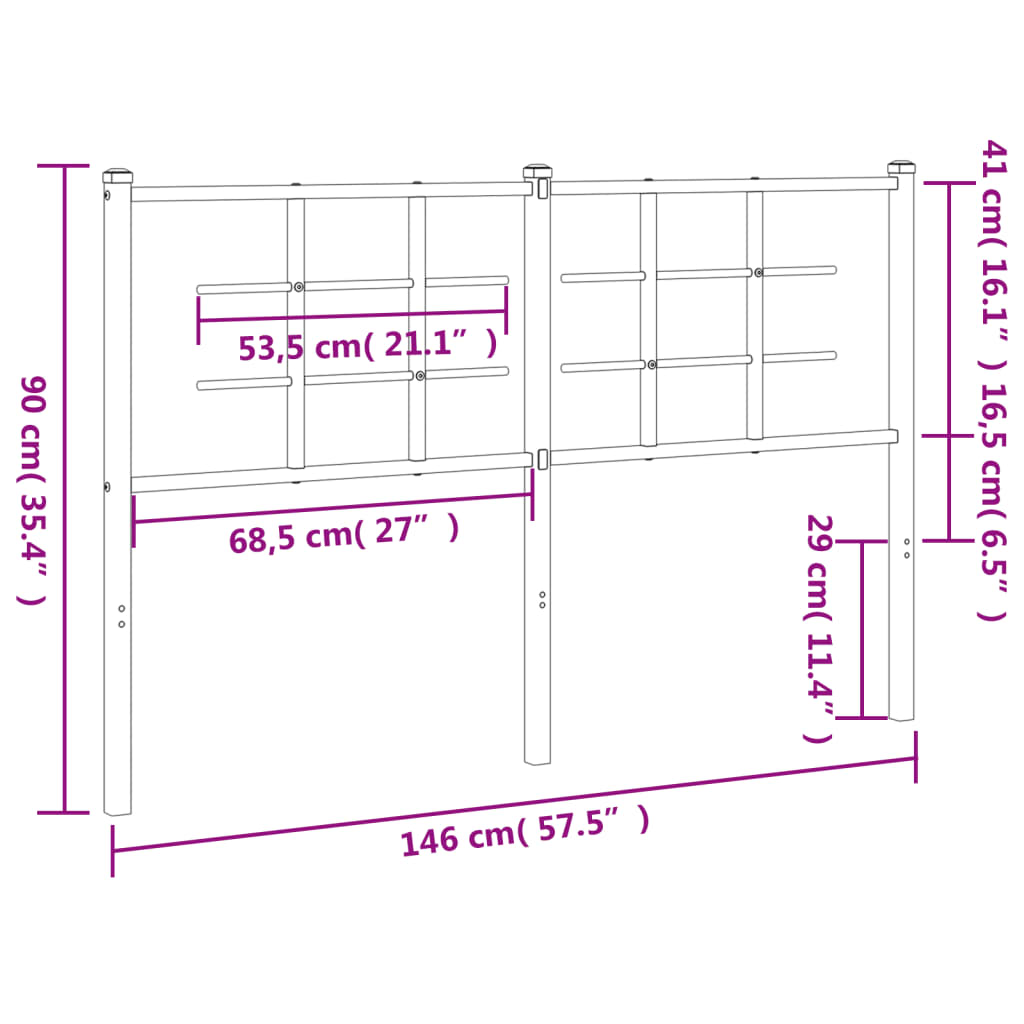 Cabeceira de cama 140 cm metal branco