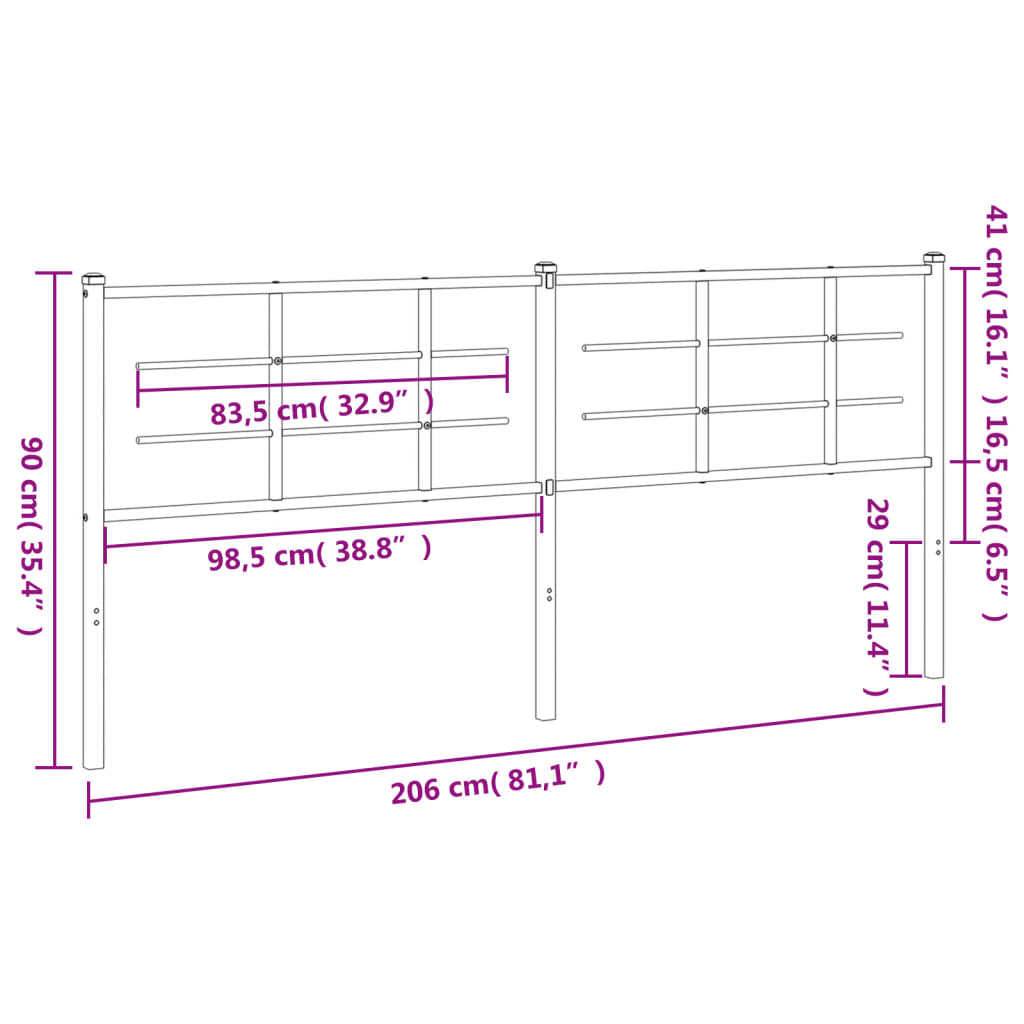 Cabeceira de cama 200 cm metal branco