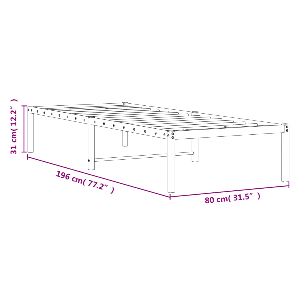 Estrutura de cama 75x190 cm metal preto