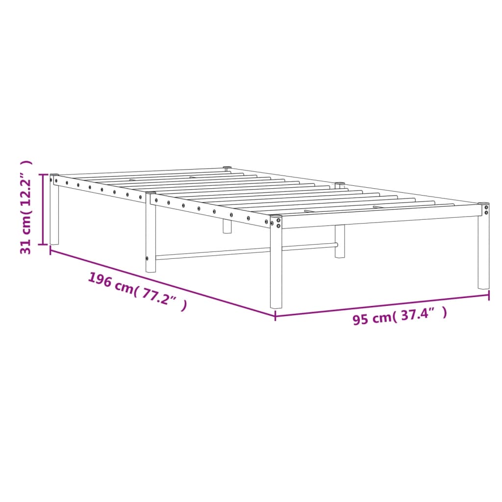 Estrutura de cama metal 90x190 cm preto