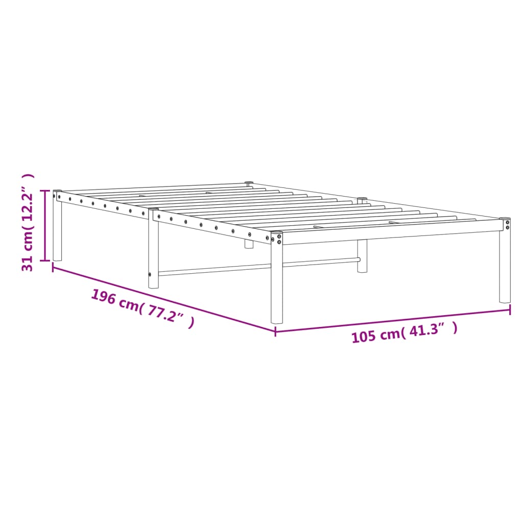 Estrutura de cama 100x190 cm metal branco