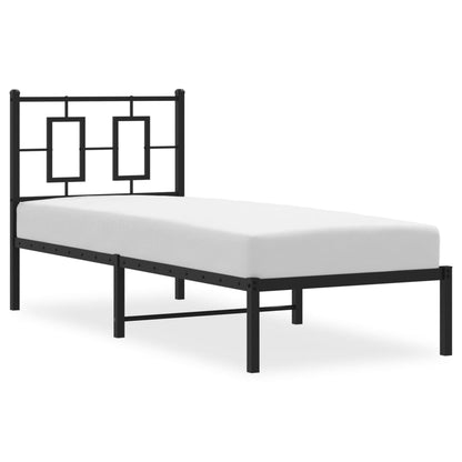 Estrutura de cama com cabeceira 75x190 cm metal preto