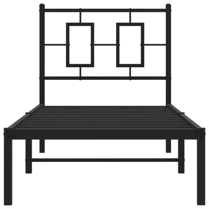 Estrutura de cama com cabeceira 75x190 cm metal preto