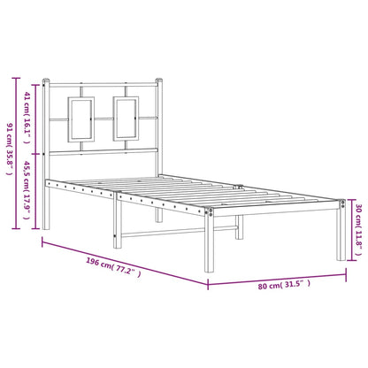 Estrutura de cama com cabeceira 75x190 cm metal preto