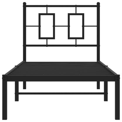 Estrutura de cama com cabeceira 80x200 cm metal preto