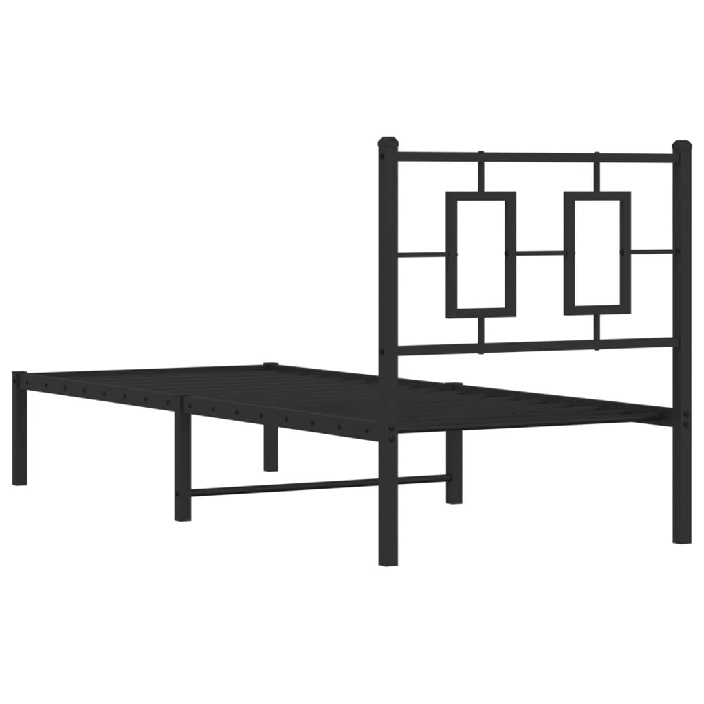 Estrutura de cama com cabeceira 80x200 cm metal preto