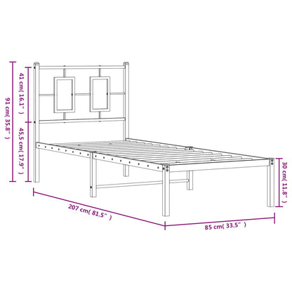 Estrutura de cama com cabeceira 80x200 cm metal preto