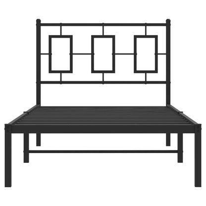 Estrutura de cama com cabeceira 90x190 cm metal preto