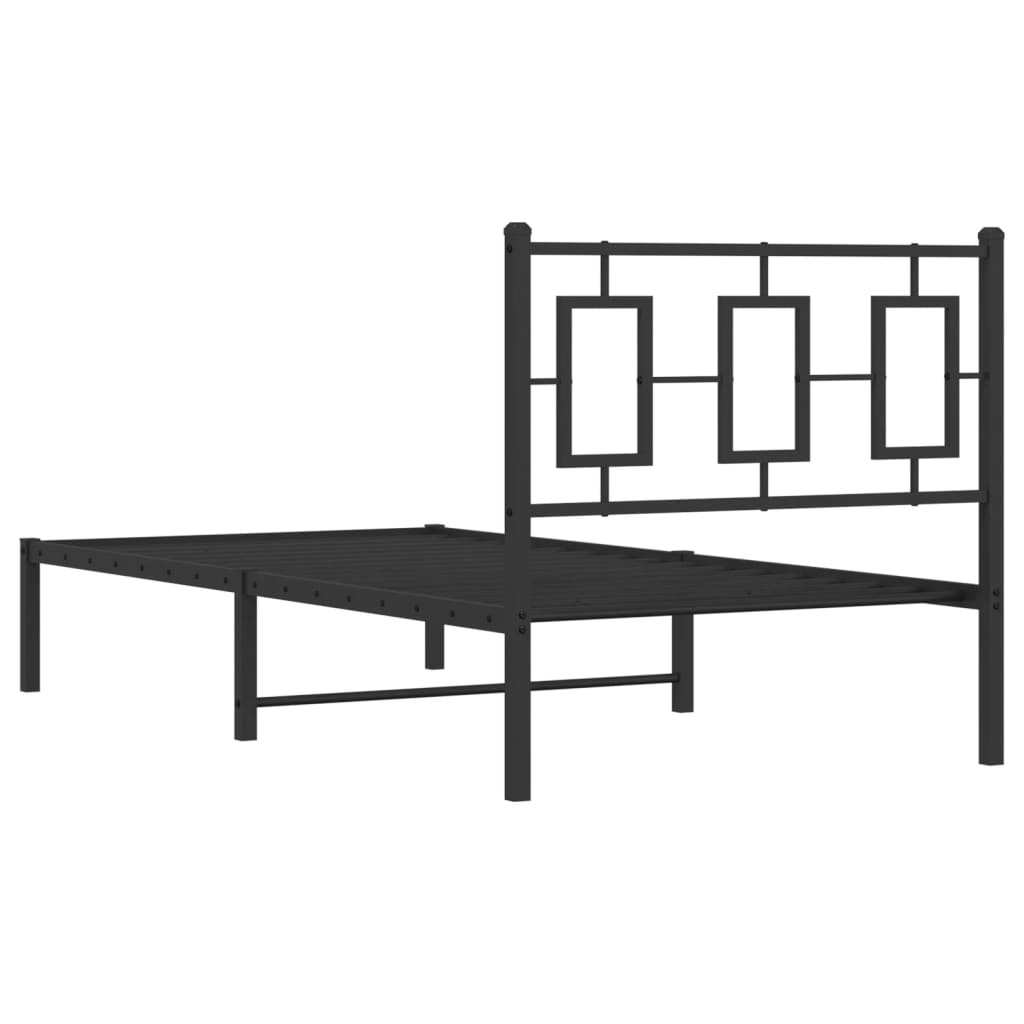 Estrutura de cama com cabeceira 90x190 cm metal preto