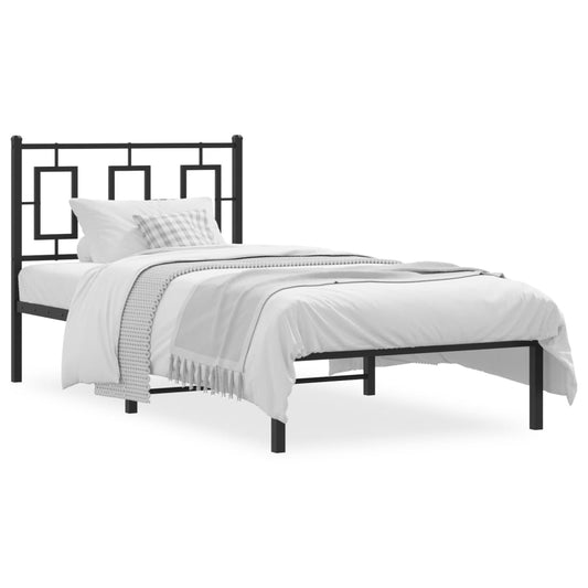 Estrutura de cama com cabeceira 90x190 cm metal preto